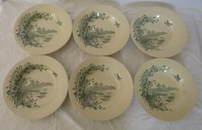 BOCH FRERES 6 HOLLOW PLATES MODEL COTTAGE BIRD DECOR PERFECT CONDITION.