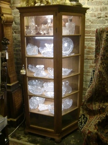 Antique oak armoire vitrine - antique,
