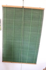 Store rideau bois ancien Art Deco 30/40  panneau fenêtre vert 77,7 cm / 117.5 cm