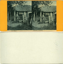 Stéréo, Belgique, La Panne, chaumière au Duinhoek Vintage albumen stereo card, 