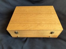 Bel écrin/boîte vide en bois chêne blond pour ménagère 61 pièces / XXe