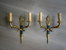 Pair of sconces St Empire gilded bronze gooseneck lighting decoration antique