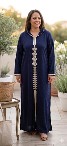 Djellaba femme bleu marine