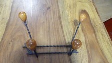 2 PATERE ART MODERN WROUGHT IRON COAT RACK VINTAGE SHABBY CHIC WOOD DECO