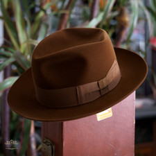 Vintage 50s Borsalino Marque Grand Luxe Ecosti 5X Fedora Hat Mens 5 1/2 Dattero