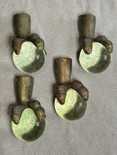 Big Antique 4 Large  3" Glass Ball Cast Iron Claw foot feet 6" table legs