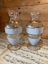 Duo de vases en verre granités, et liserés dorés, années 50/60