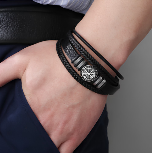 Bracelet viking vegvisir - bracelet, noir