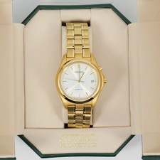 Men's Gold Tone Seiko Kinetic 38mm Ref. 5M42-OK69 Full Set 30484