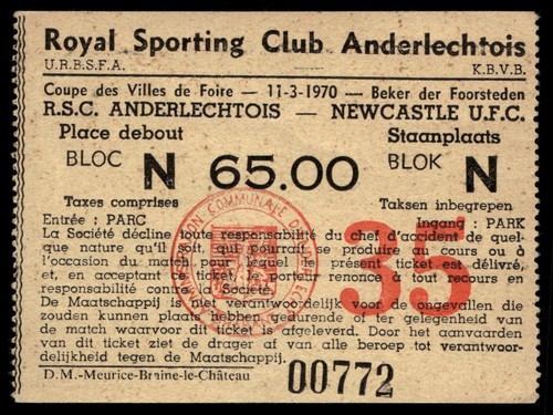 Billet 1970 rsc - anderlecht, vs