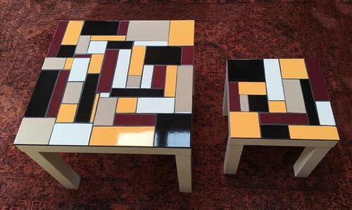 Table basse design faience - table,