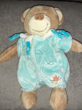 Doudou ours combinaison bleu