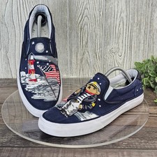 Polo Ralph Lauren Thompson Bear Lighthouse Slip Ons Navy Canvas Nautical Men's 9