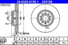 2 x ATE 24.0325-0158.1 Disque