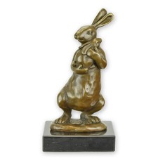 STATUE MODERNE SCULPTURE BRONZE LAPIN AVEC DES JEUNES