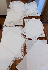 Antique Linen 12 Pretty Hand Embroidered One-to-One Table Sets Flowers Tablecloth