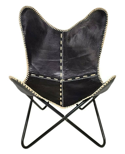Chaise papillon noire cuir - papillon,