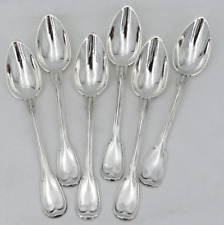 Puiforcat, 6 cuillères à entremets/dessert Filet, 18,5 cm, argent massif Minerve