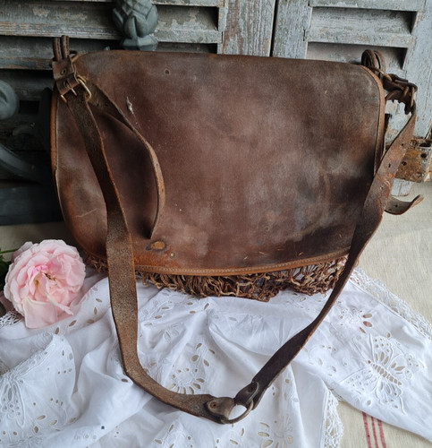 Ancien sac cuir - ancien, chasse