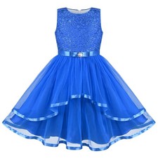 Robe Fille Fleur Cobalt Bleu