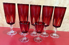 7 Gothic Cristal D'Arques Durand France Wine Water Stemware Goblets Vintage