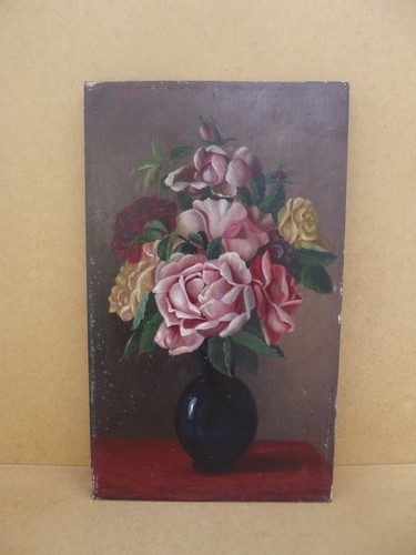 Ancien tableau huile sur bois - sur,