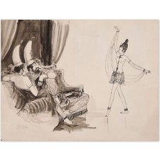 TETSU (1913-2008) "Danseuse"-Encre/Papier-Signée-50X66cm