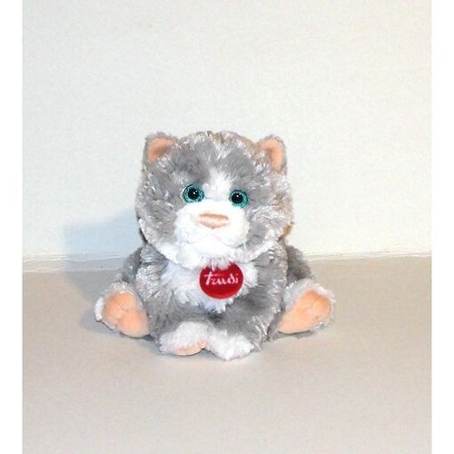 Peluche chat gris blanc - peluche,
