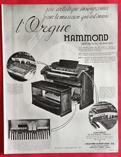 Publicité de presse:  1938 - L'ORGUE HAMMOND Instrument de musique