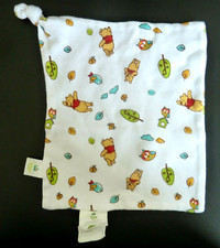 *. DOUDOU PLAT DISNEY BABY CALIN OURS WINNIE CARRE COTON BLANC ARBRE OISEAU