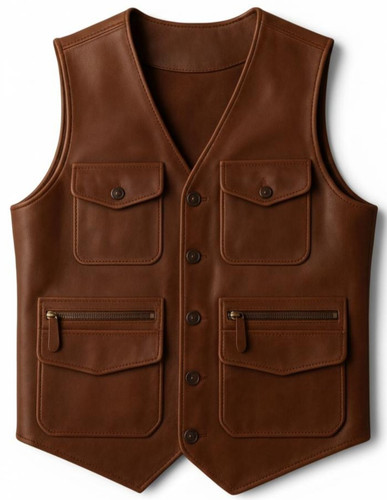 Men genuine leather vest - genuine,