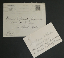 Alexis LEMAÎTRE, religieux - CARTE DE VISITE AUTOGRAPHE AU GÉNÉRAL JACQUIER
