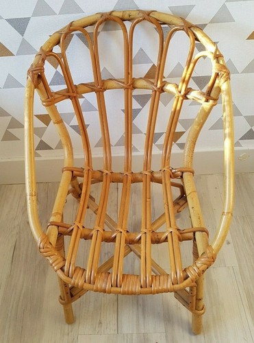 Fauteuil osier années 70 - fauteuil,