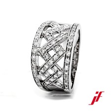 Chimento Bague 750/-18K Or Blanc 54 Diamants Environ 1,10 Ct TW/VS1 Gr 53