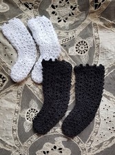 lot 2 pairs pretty antique doll socks