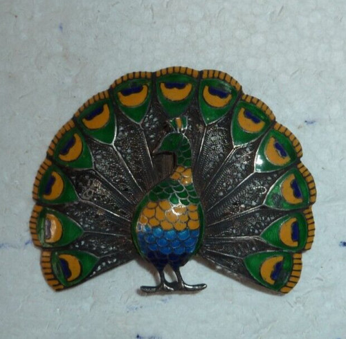Broche paon moyenne - moyenne, oriental