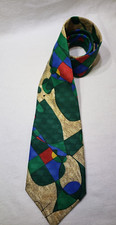 Vintage Yves Saint Laurent Tie Green Foulard Men's Designer Necktie Logo
