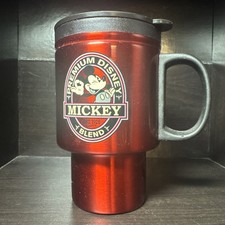 Disney Coffee Travel Mug Premium Disney Mickey Blend Red Metal Insulated 16 oz