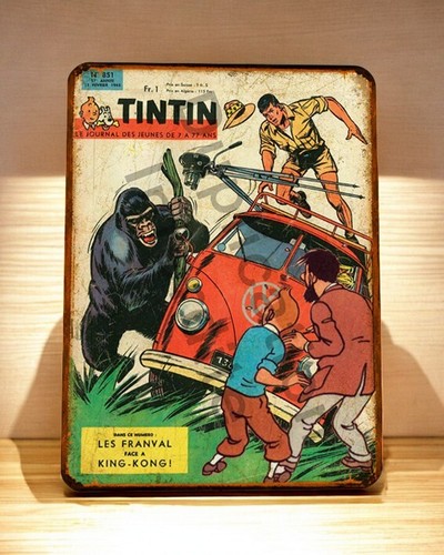 Plaque métal tintin gorille - ,