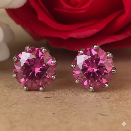 Clous solitaire diamant - , rose