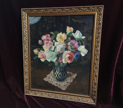 Tableau ancien huile bois - ancien,