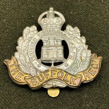 Original WW1 Britannique Calotte Militaire Badge - Suffolk Regiment
