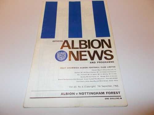 Wba nottingham forest 69 - v, 68/69