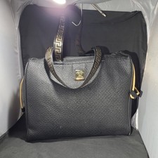 ? VERSACE PARFUMS BLACK E.U.C. FOLDING TRAVEL TOTE BAG. BLACK & GOLD DETAILS ?