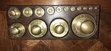 Ancienne boîte de poids en laiton complète 15 poids de 2 kg à 1 gr