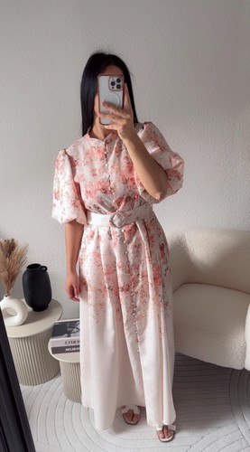 Robe beige florale chic - , en
