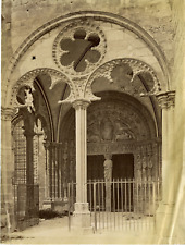 France, Bourges, Cathedral, Garden Portal Vintage Albumen Print.  Strip