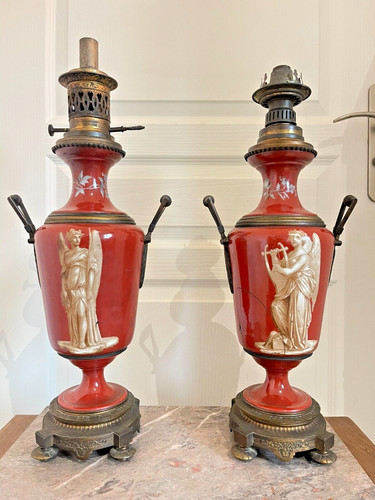 Ancien paire lampe - lampe, pétrole
