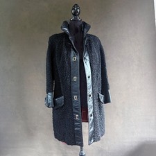 Vintage Carl W. Herrmann Persian Lamb Fur Coat w/ Leather Trim & Brass Hardware