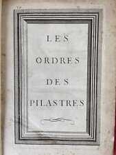 LES ORDRES DE PILASTRES